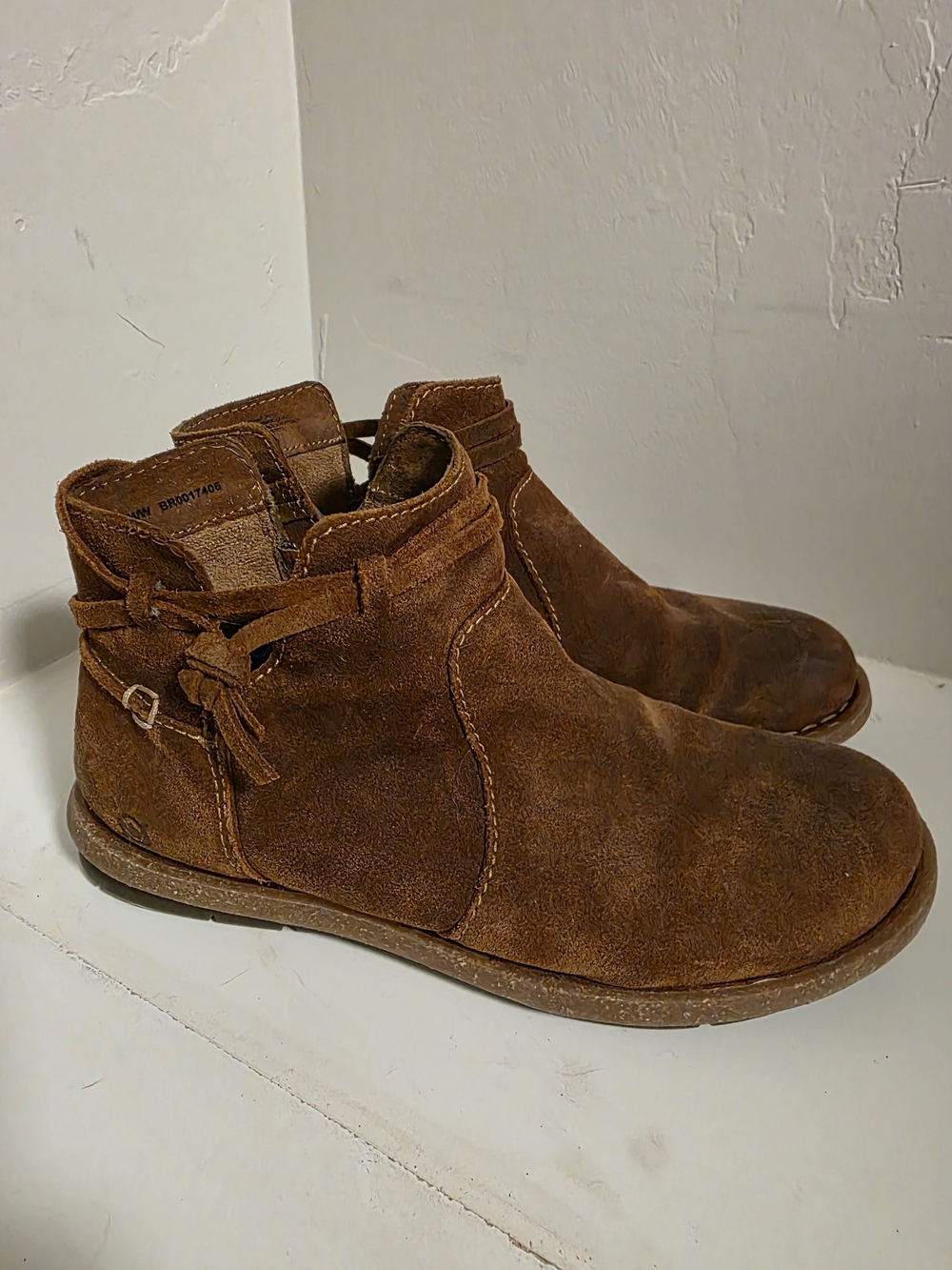 b.o.c. Brown Suede Ankle Booties with Knotted Side Detail